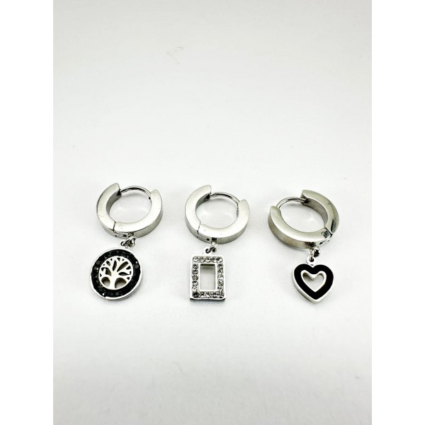 Gümüş Figürlü Üçlü Küpe